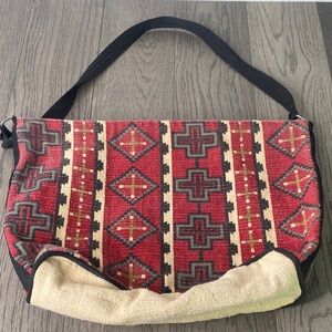 Boho Red Patterned Canvas Shoulder Bag